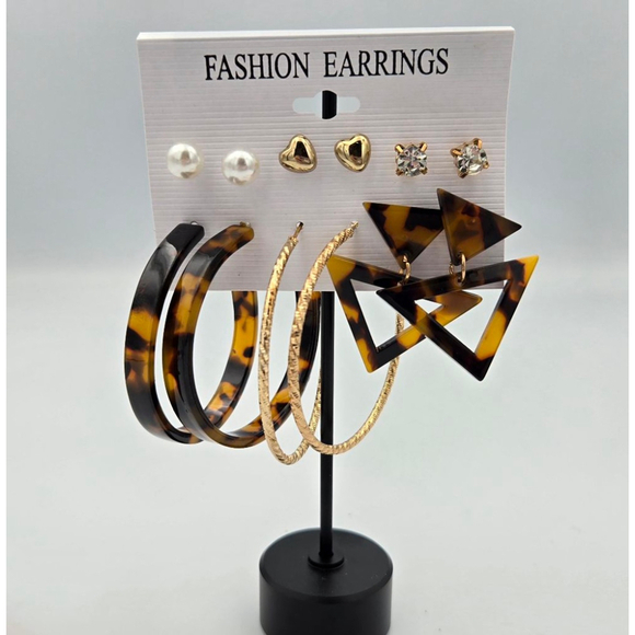 Fashion Earrings Brown Gold - Picture 1 of 4